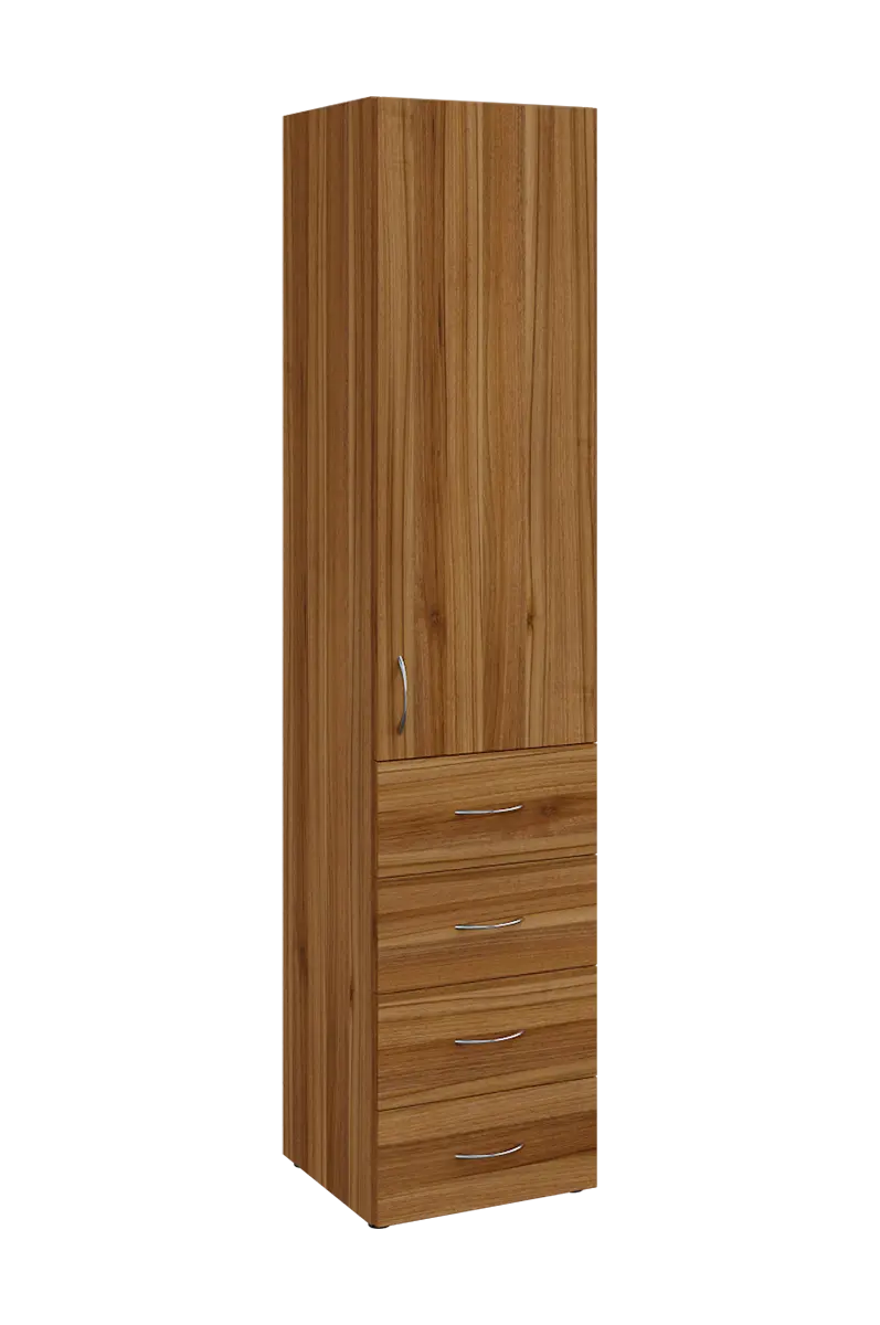 NN 5 - 44ZD skříň vysoká, 4-zásuvková/1-dveřová, pravá, 1800x400x400, ořech světlý